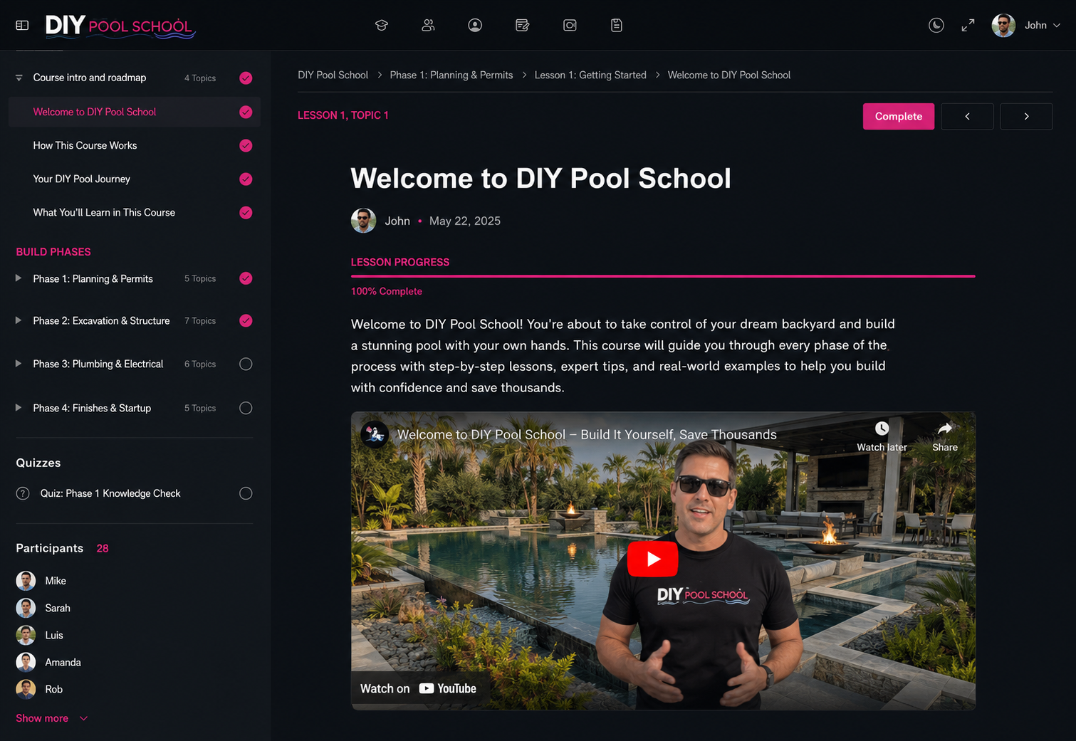 Welcome to DIY Pool School — lesson experience preview